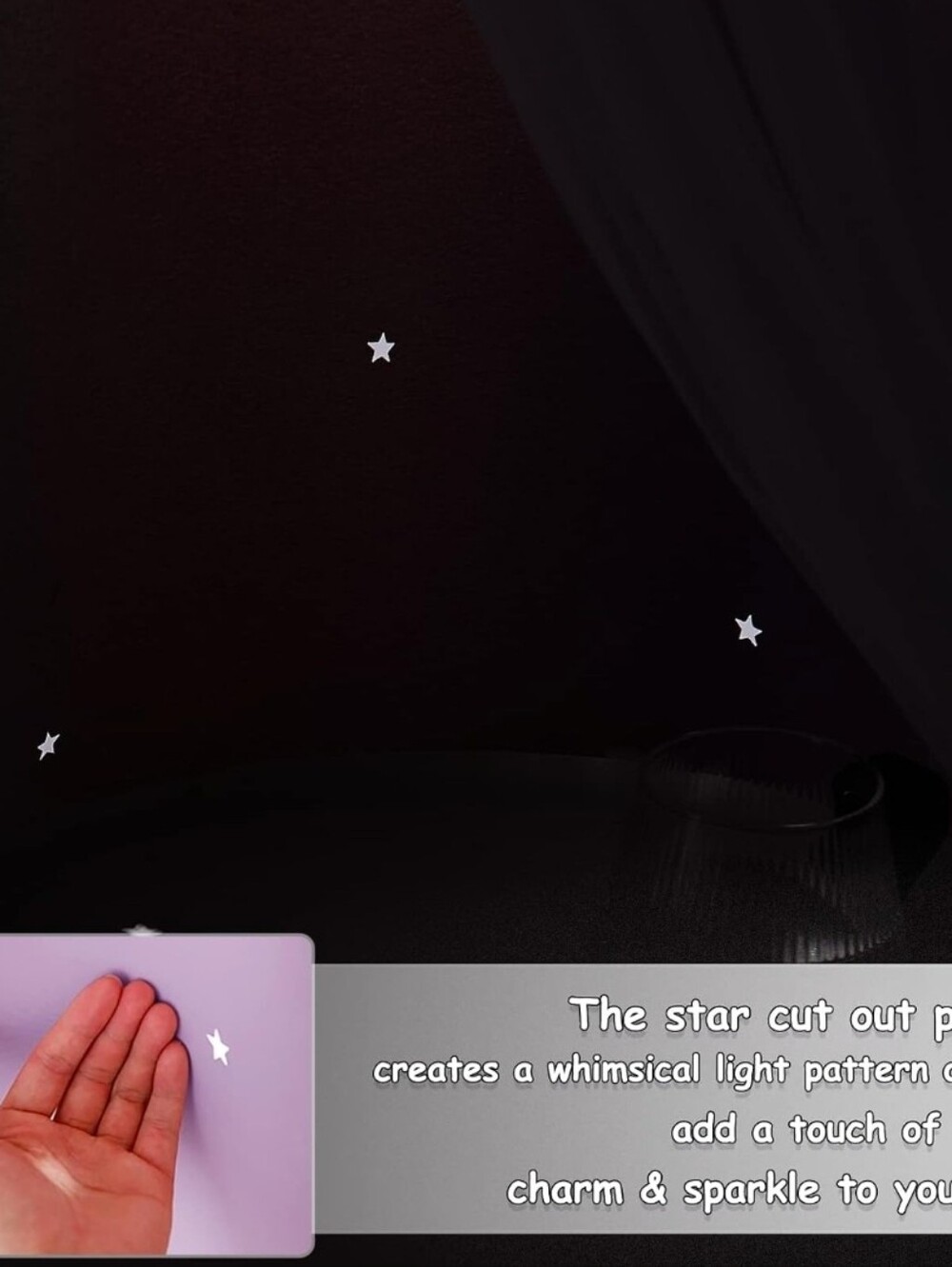 Pastel Rainbow Blackout Curtain with Star Cutouts, Dreamy Kids Room Decor - Picture 3 of 6